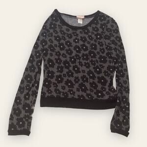 Self Esteem Mixed Media Floral Striped Sweatshirt